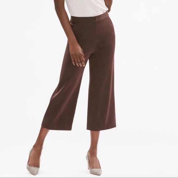 MM Lafleur The‎ Pippa Pant Women’s Size 4 Cropped Wide Leg High Rise Brown - Picture 1 of 10